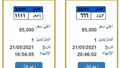 "ع ع 6 " تصل الي 450 ألف جنيه في المزاد
