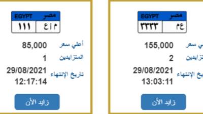 "ن س ر 4" و"أ أ 7" بسعر 425 ألف في المزاد