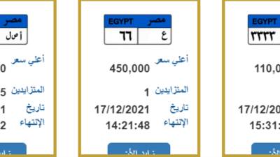 بمليون و450 ألف جنيه ..لوحة "أ ص ل 111" في مزاد بمصر