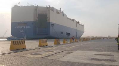 ميناء السخنة يستقبل أول سفينة رورو بحمولة 617 سيارة